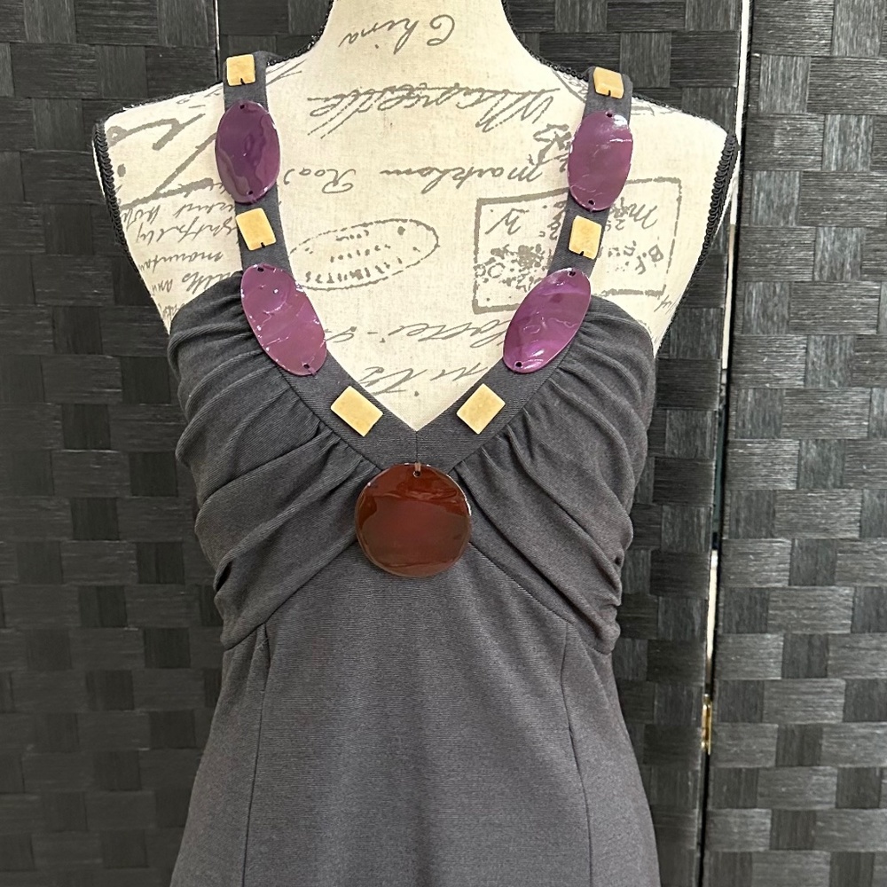 Prairie NY, sleeveless gray top ,embellished with stones . Size L